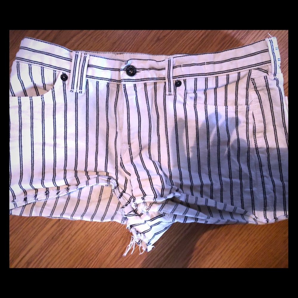 Madewell black and white striped shorts